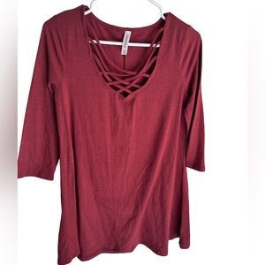 Zanana Premium soft red quarter length sleeve flowy shirt size medium